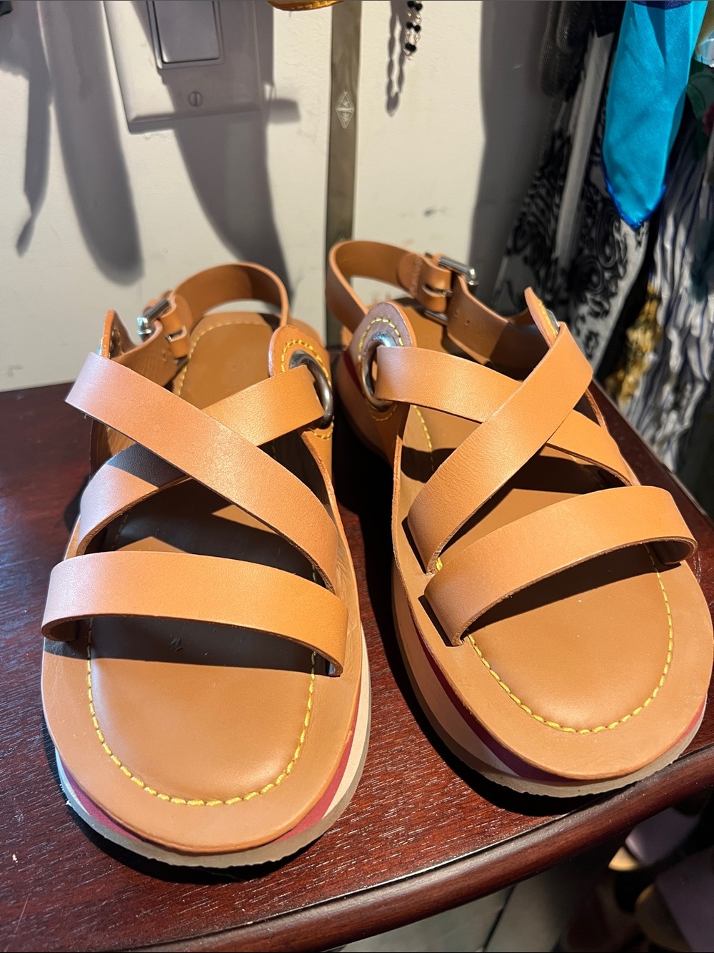 See by Chloe Tan Leather Strappy Platform Sandals